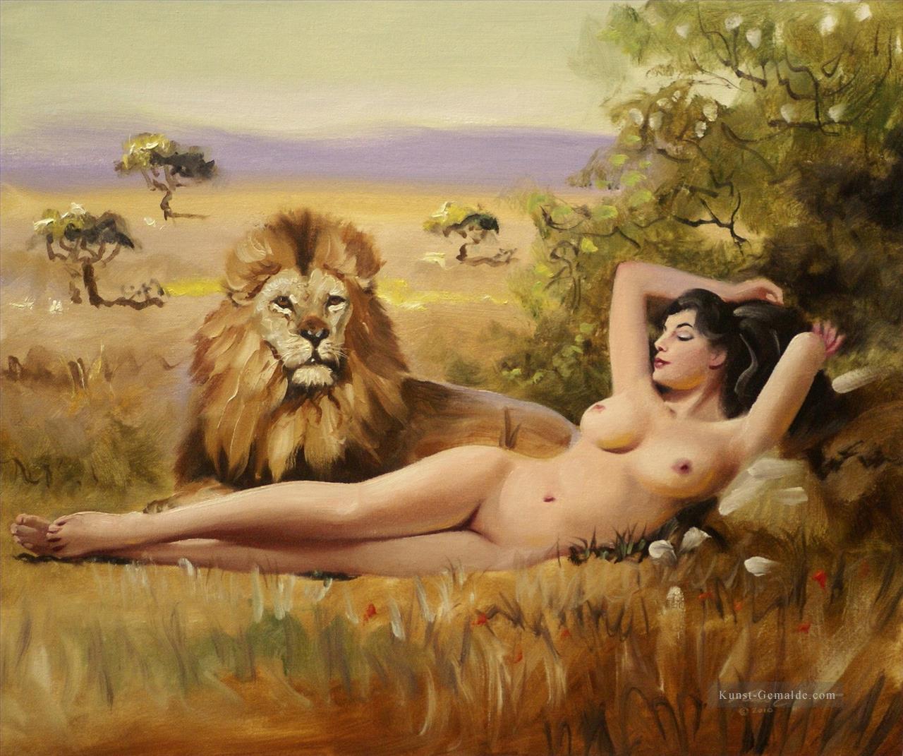 Löwen und Nacktheit Ölgemälde